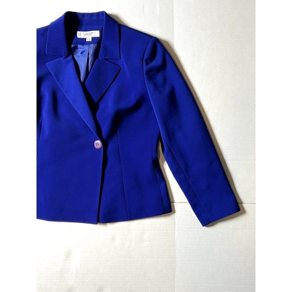 Le Suit Blue Double Breasted Petite Career Blazer Suit Women's Size 6P - Picture 3 of 8